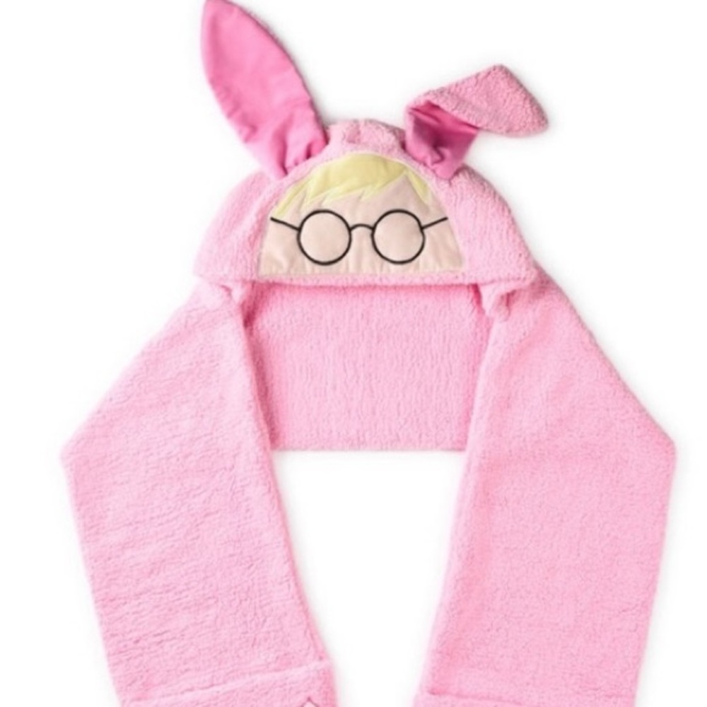 NWT Hallmark A Christmas Story Ralphie’s Pink Bunny Suit Hooded Scarf